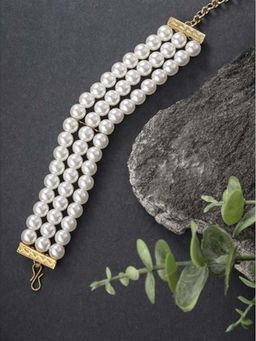 I Jewels - Women White Gold-Plated Multistrand Bracelet