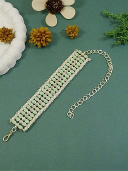 I Jewels - Women Green and Gold-Toned Kundan Gold-Plated Wraparound Bracelet