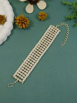 I Jewels - Women Gold-Toned and Peach-Coloured Kundan Gold-Plated Bangle-Style Bracelet