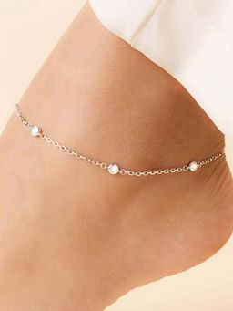 Zavya - Dots of Light Silver Anklet (Adjustable)