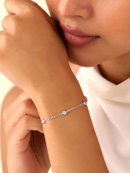 Zavya - A Path of Light Cubic Zirconia Rhodium Plated Bracelet (Adjustable)