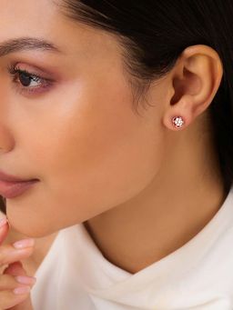 Zavya - First Blush Petal Stud Rose Gold Plated Earrings