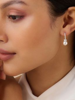 Zavya - Graceful Pearl Silver Rhodium Plated Earrings