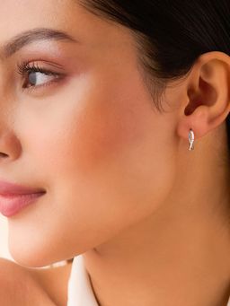 Zavya - A Forever Promise Huggie Hoop Rhodium Plated Earrings