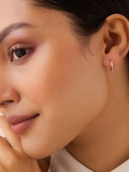 Zavya - Curve of Grace Silver Hoop Rhodium Plated Earrings