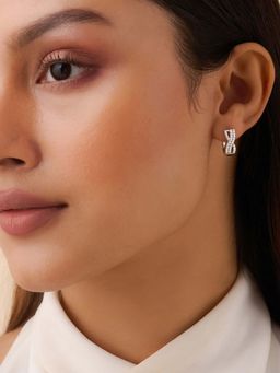 Zavya - Forever in a Moment Hoop Rhodium Plated Earrings