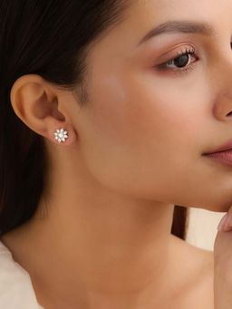 Zavya - Morning Dew Petal Stud Gold Plated Earrings