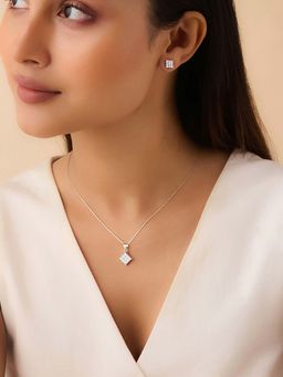 Zavya - Luminous Lattice Rhodium Plated Cubic Zirconia Jewellery Set