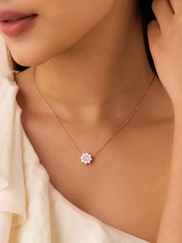 Zavya - The purple Flower Silver Necklace (Adjustable)