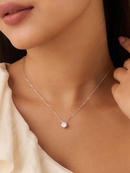 Zavya - Her Constant Light Solitaire Rhodium Plated Necklace