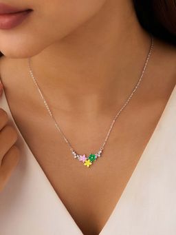 Zavya - Rainbow Garden Silver Rhodium Plated Necklace