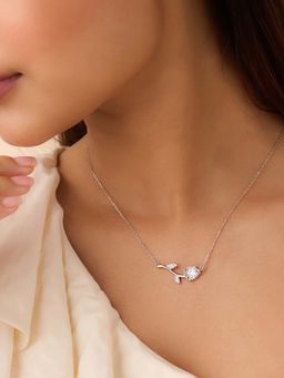 Zavya - Where Love Blossoms Rhodium Plated Necklace