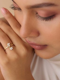 Zavya - Two Souls in Bloom Gold Plated Ring (Adjustable)