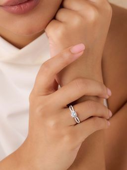 Zavya - Promise of Forever Solitaire Rhodium Plated Ring (Adjustable)