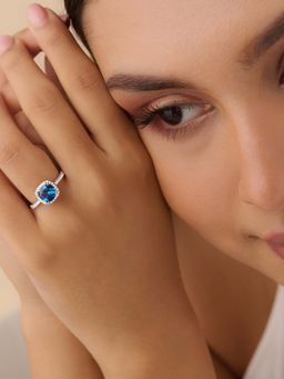 Zavya - Deep Sea Love Rhodium Plated Ring (Adjustable)