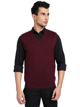 Park Avenue - Regular Fit Solid Red Sweater