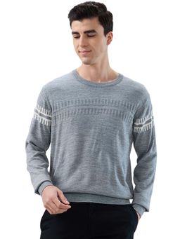 Raymond - Regular Fit Self Design Grey Sweater