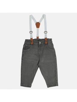 MINI KLUB - Grey Solid Jeans with Detachable Suspender (Set of 2)