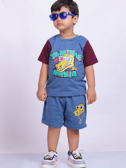 Little Carrot - Blue Printed T-Shirt and Shorts (Set of 2)