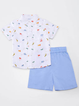 Nautinati - White Printed Shirt and Short (Set of 2)