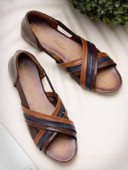 VYSTIQ - Womens Brown Elegant Design Brown Woven Leather Open Toe Sandals