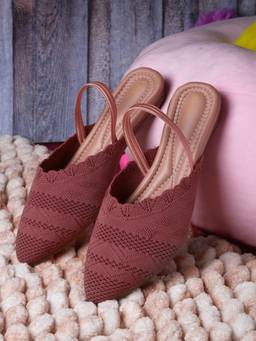 VYSTIQ - Womens Pink Lightweight Breathable Trendy Knitted Slingback Mules