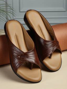 VYSTIQ - Womens Brown Soft Cushion Sole Trendy Toe Design Comfort Sandals