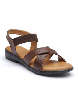 VYSTIQ - Brown Cushioned Insole Stylish Womens Criss-Cross Strap Sandals