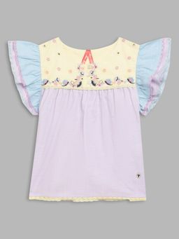 Blue Giraffe - Girls Multi Embroidered Top