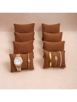 La Trove - Coffee Brown Velvet Watch & Bracelets Organizer Pillows (Pack of 8)