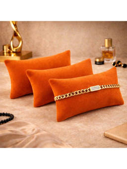 La Trove - Orange Velvet Bracelets & Watches Organizer Pillows (Pack of 3)
