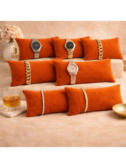 La Trove - Orange Velvet Bracelets & Watches Organizer Pillows (Pack of 7)