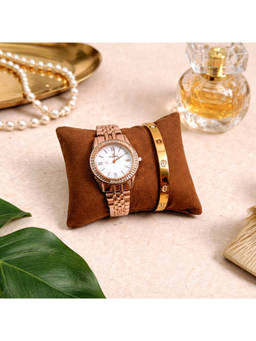 The Big Trove - Caramel Brown Velvet Watch & Bracelets Organizer Pillow