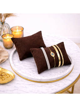 The Big Trove - Chocolate Brown Velvet Watch & Bracelets Organizer Pillows (Pack of 2)