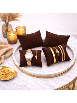 The Big Trove - Chocolate Brown Velvet Watch & Bracelets Organizer Pillows (Pack of 4)