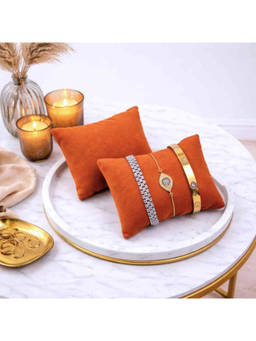 The Big Trove - Tan Velvet Watch & Bracelets Organizer Pillows (Pack of 2)