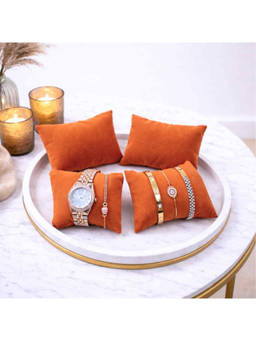 The Big Trove - Tan Velvet Watch & Bracelets Organizer Pillows (Pack of 4)