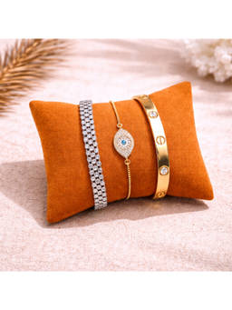 The Big Trove - Orange Velvet Watch & Bracelets Organizer Pillow