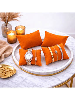 La Trove - Orange Velvet Watch & Bracelets Organizer Pillows (Pack of 4)