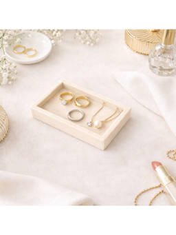 La Trove - Beige Velvet Nano Plain Jewellery Organizer & Display Tray