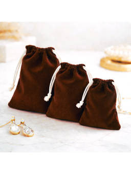 The Big Trove - Brown Suede Multi-Purpose Accessories & Jewellery Organizer Pouches (Pack of 3)