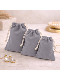 The Big Trove - Grey Suede Multi-Purpose Accessories & Jewellery Organizer Pouches (Pack of 3)