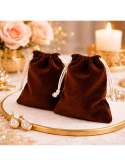 The Big Trove - Brown Suede Jewellery & Multi-Purpose Organizer Pouches (Pack of 2)