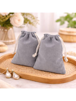 The Big Trove - Grey Suede Jewellery & Multi-Purpose Organizer Pouches (Pack of 2)
