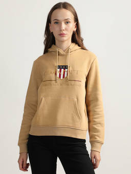 GANT - Women Beige Solid Regular Sweatshirt