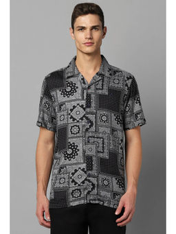 Allen Solly - Men Grey Custom Fit Print Half Sleeves Casual Shirt