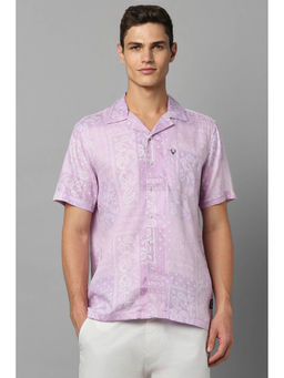 Allen Solly - Men Purple Custom Fit Print Half Sleeves Casual Shirt