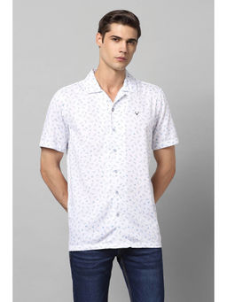 Allen Solly - Men White Custom Fit Print Half Sleeves Casual Shirt