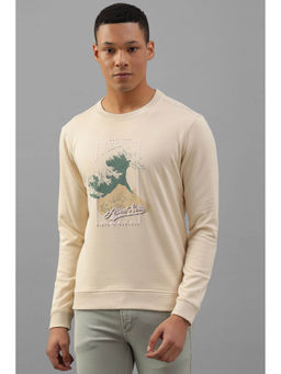 Allen Solly - Men Cream Crew Neck Full Sleeves Casual Sweatshirt