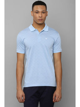 Allen Solly - Men Blue Print Collar Neck Polo T-Shirt